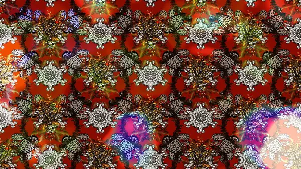 Tekstil, tebrik kartı, boyama kitabı, telefon kılıfı baskısı için kullanılabilir. Raster Henna dövme stili. Kızılderili desenli desenli desenli şal deseni. Etnik Mandala süsü.