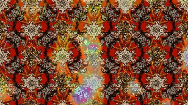 Raster illüstrasyonu. Kahverengi, bej ve kırmızı renkli şirin tekstil. Çiçek arkaplan. Çiçek duvar kâğıdı. Renkli çizim deseni.