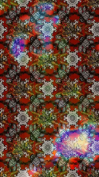 Renkli Bahar Teması eskiz kalıbı. Raster illüstrasyonundaki çiçek desenli çizim. Kahverengi, gri ve kırmızı renkte çiçekler. Düz Çiçek Elementleri Tasarımı.