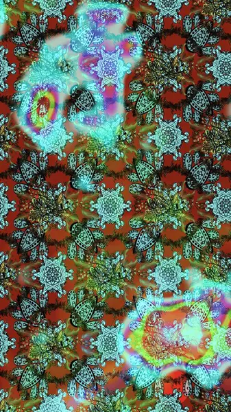 Renkli Bahar Teması eskiz kalıbı. Raster illüstrasyonundaki çiçek desenli çizim. Düz Çiçek Elementleri Tasarımı. Mavi, yeşil ve kahverengi renkte çiçekler.