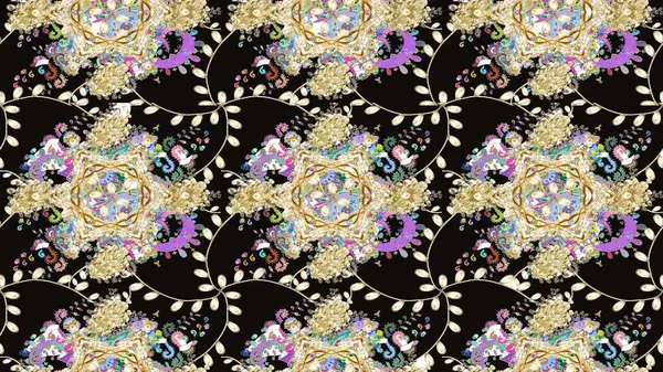 Raster deseni. Bahar çiçekleri dallı desen, siyah renkler çiçekli siluet..