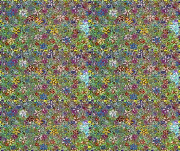 El çizimi. Suluboya çizimi. Çiçeklerle kusursuz desen. Yeşil ve nötr renkte çiçekler.