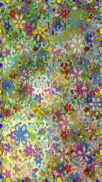 Yeşil renkte çiçeklerle süslenmiş kusursuz çiçek deseni. Suluboya tarzında yeşil renkte çiçekler.