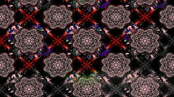 Küçük çiçekteki sevimli çiçek deseni. Raster deseni. Siyah renklerde. Soyut çiçek çizim kalıbı arka planı. Raster illüstrasyonu.