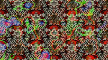 Renkli Bahar Teması eskiz kalıbı. Karalama çiçeği. Raster illüstrasyonu. Güzel kumaş deseni. Zentangle soyut çiçekleri. Düz Çiçek Elementleri Tasarımı.