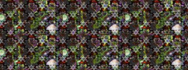 Gri renkli etnik çiçekli zarif eskiz deseni. Raster Çiçek İllüstrasyonu güzel tekstil..