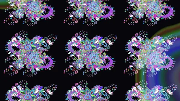 Renkli Yaz Temalı eskiz kalıbı. Siyah renkli çiçekler. Sevimli çiçek raster deseni. Düz Çiçek Elementleri Tasarımı.