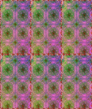 Yeşil ve pembe renkli çiçeklerle kusursuz çiçek deseni. Çiçekler suluboya tarzında yeşil ve pembe renklerde.