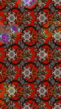 Çiçekler kahverengi, kırmızı ve gri renklerde. Doodle tarzı. Tekstil ve kapak tasarımı için mükemmel. Renkli kahverengi, kırmızı ve gri çizim kalıpları. Elle çizilmiş sonbahar çiçeği deseni..