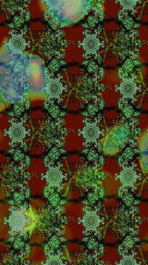 Eskiz arkaplan modeli. Suluboya, elle çizilmiş. Yeşil, kırmızı ve kahverengi renkli vadi çiçekleri. Raster - stok.