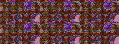 Raster illüstrasyonu. Tropik çiçek desenleri. Çiçekler kırmızı, kahverengi ve gri renklerde.