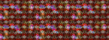 Çiçekler kahverengi, kırmızı ve gri renklerde. Raster illüstrasyonunda çiçek deseni çizimi.