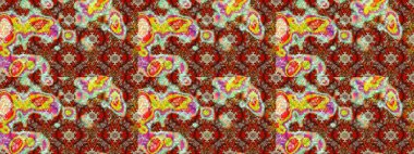 Raster illüstrasyonu. Kahverengi, kırmızı ve bej renklerde. Çiçek duvar kağıdı. Çizim kalıbı. Renkli süs kenarı. Hint süsü..