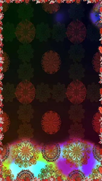 Çiçekler. Soyut etnik raster kusursuz desen. Vadinin çiçekleri kahverengi ve gri renklerde.