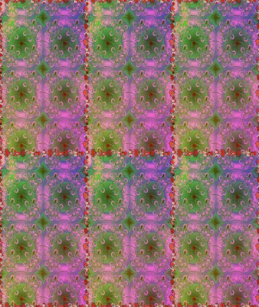 Yeşil ve pembe renkli çiçeklerle kusursuz çiçek deseni. Çiçekler suluboya tarzında yeşil ve pembe renklerde.