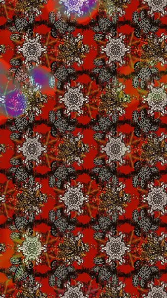 Çiçekler kahverengi, kırmızı ve gri renklerde. Doodle tarzı. Tekstil ve kapak tasarımı için mükemmel. Renkli kahverengi, kırmızı ve gri çizim kalıpları. Elle çizilmiş sonbahar çiçeği deseni..