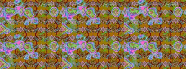 Yeşil, kahverengi ve kırmızı papatyalardan oluşan yeşil, kahverengi ve kırmızı bir desen. Yeşil, kahverengi ve kırmızı renklerde. Raster illüstrasyonu.