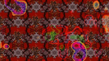 Çiçekli karalama şeklinde Raster çiçek deseni. Kahverengi, kırmızı ve siyah renkte çiçekler. Nazik, narin çiçek arkaplanı.