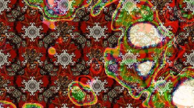 Raster illüstrasyonu. Çiçek desenli eskiz, darbeler, sıçramalar, yaz çiçekleri. Kahverengi, kırmızı ve nötr renkte çiçekler.