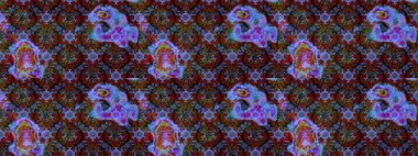 Şirin çiçekli, desenli, kahverengi, mavi ve menekşe renkli renkli bir eskiz deseni. El çizimi çiçek çizimi deseni (fayans). Tekstil için suluboya çizim deseni.