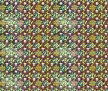 Raster illüstrasyonu. Çiçekli, yapraklı, çiçek desenli eskiz. El çizimi.