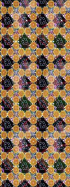 Sarı renkli çiçekler. Kumaş desenli papatya çiçekleri ayrıntıları.