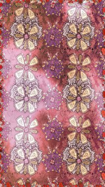 Raster illüstrasyonu. 3 boyutlu çiçekler, pürüzsüz. Pembe ve nötr renklerde.