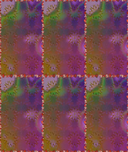 Raster illüstrasyonunda kusursuz çiçek deseni. Renkli Bahar Temalı Kusursuz Arkaplan. Kahverengi ve mor renkli çiçekler. Düz Çiçek Elementleri Tasarımı.