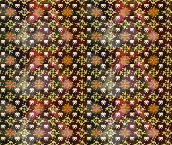 Kahverengi renkli çiçekler. Düz Çiçek Elementleri Tasarım Raster illüstrasyonu. Renkli Bahar Teması eskiz kalıbı. Çiçek eskiz kalıbı geçmişi.