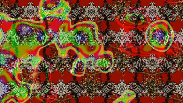 Çiçekler kırmızı, kahverengi ve gri renklerde. Çiçek süslemeli çizim deseni. Raster illüstrasyonu.