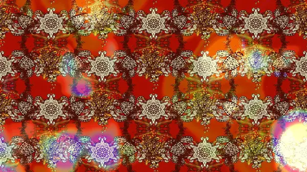 Kahverengi, kırmızı ve bej renklerde. Çiçek buketleriyle klasik bir eskiz şekli. Raster illüstrasyonu.