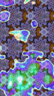 Elle boyanmış suluboya resim çizimleri, çiçekler ve bitkiler. Mor renkte çiçekler.