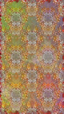 Yaz çiçekleri teması. Kahverengi ve bej renkler. El çizimi, soyut ve süslü elementler. Klasik çiçekler. Suluboya resim taklit Raster illüstrasyonu.