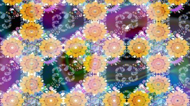 Çiçekli bej çizim deseni. Raster çiçek izi. Raster Yumuşak kumaş deseni. Klasik taslak çizimi.