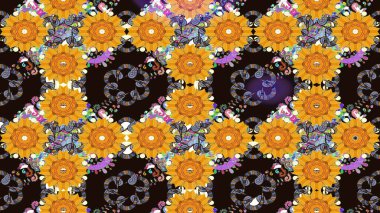 Çiçekli çiçek deseni, suluboya. Düz Çiçek Elementleri Tasarım Raster illüstrasyonu. Gri renkli çiçekler. Renkli Bahar Teması Eskiz Şablonu.