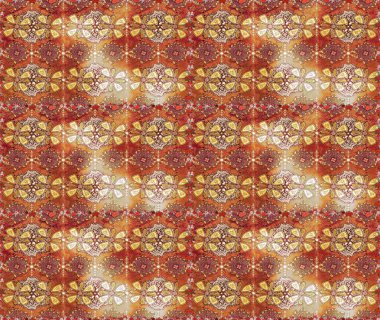 Raster illüstrasyonunda kusursuz çiçek deseni. Kahverengi ve bej renkli çiçekler.