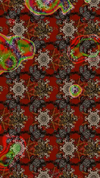 Düz Çiçek Elementleri Tasarımı. Asya tekstil tarzında. Güzel kumaş deseni. Raster illüstrasyonu. Çiçek desenli çizim. Renkli Bahar Teması çizim şablonu.