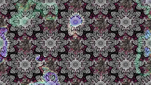 Renkli Bahar Teması eskiz kalıbı. Raster. Düz Çiçek Elementleri Tasarımı.