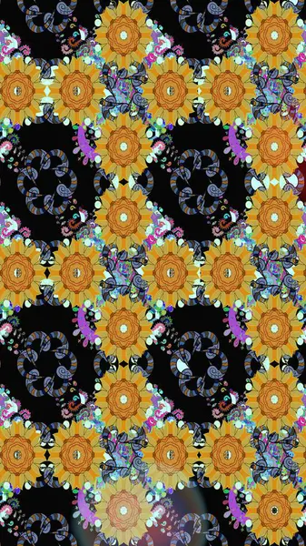 Çiçekler suluboya eskiz deseni. Raster Stili kumaş deseni.