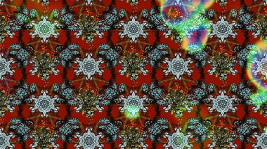 Raster illüstrasyonu. Şatafatlı bahar bahçesi dokusu. Çiçek deseni. Kahverengi, kırmızı ve gri renkte çiçek çizimi. Çiçekler kahverengi, kırmızı ve gri renklerde.