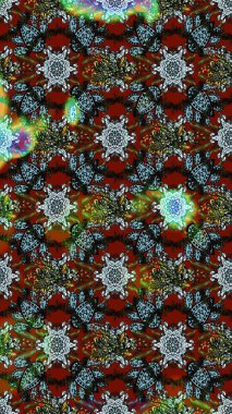 Gri, kahverengi ve mavi renklerde. Raster illüstrasyonu. Hint süsü. Renkli süs kenarı. Çiçek duvar kağıdı. Çizim deseni.