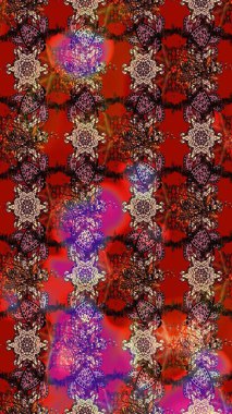 Çiçekli güzel suluboya desen. Kırmızı, kahverengi ve pembe renklerde. Raster illüstrasyonu.