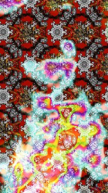 Motley illüstrasyonu. Çiçekli yaz çiçekleri. Küçük renkli çiçekler. Moda baskıları için zarif bir şablon. Robot resim. Küçük çiçekte şirin desenler.