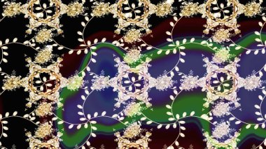 Raster illüstrasyonu. Şirin çiçekli eskiz deseni ve siyah, mor ve nötr renklerde yapraklar, suluboya çiçek deseni, duvar kağıdı, kart veya kumaş için fayanslı.