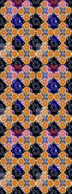 Raster illüstrasyonu. Klasik çiçek tasarımı elementleri. Siyah kıvırcık çiçekler siyah renklerde şekillenir.