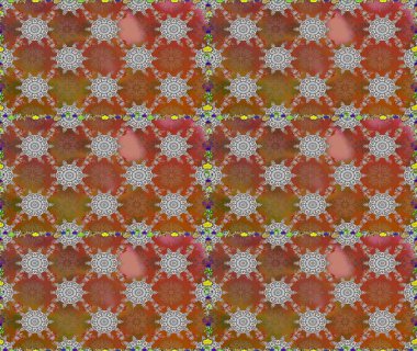 Moda baskıları için zarif bir şablon. Halk tarzı. Modern çiçek arkaplanı. Parlak renkli çiçeklerle ve kahverengi renklerde yapraklarla şaşırtıcı, pürüzsüz çiçek deseni.