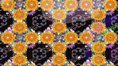 Raster illüstrasyonu. Küçük çiçekli şirin bir desen. Çiçek ve yapraklı çiçek deseni.