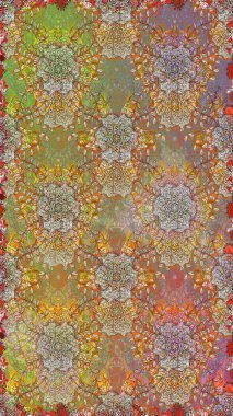 Yaz çiçekleri teması. Kahverengi ve bej renkler. El çizimi, soyut ve süslü elementler. Klasik çiçekler. Suluboya resim taklit Raster illüstrasyonu.