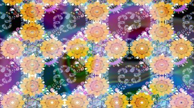 Çiçekli bej çizim deseni. Raster çiçek izi. Raster Yumuşak kumaş deseni. Klasik taslak çizimi.