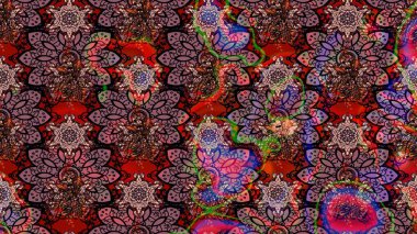 Kahverengi renklerde. Raster illüstrasyonu. Çiçek buketleriyle klasik tarzda eskiz deseni.